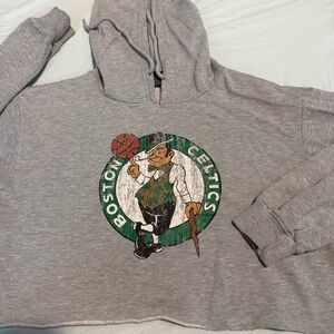 Boston Celtics Gray crop top Hoodie